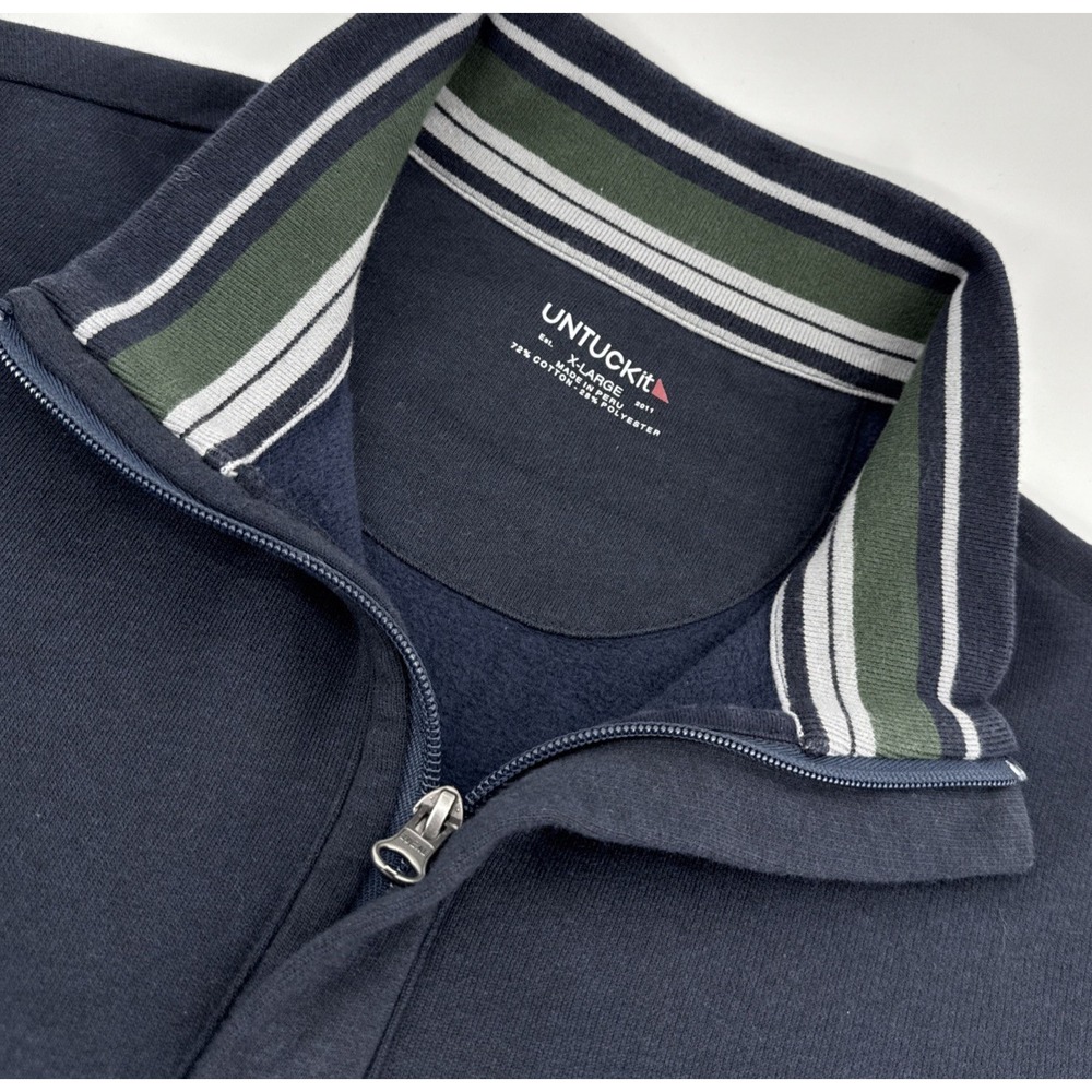 UNTUCKit 1/4‎ Zip Pullover Men XL Navy Casual Fleece Comfort